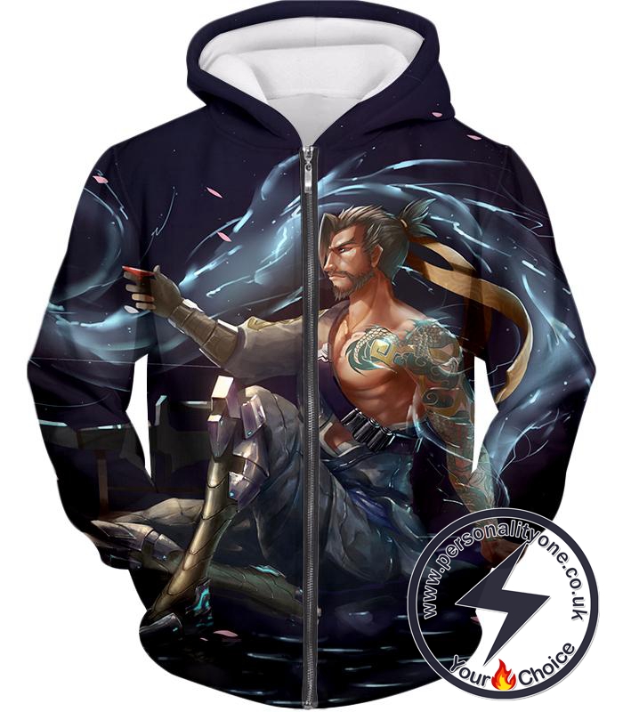 Overwatch Coolest Defense Agent Hanzo Zip Up Hoodie